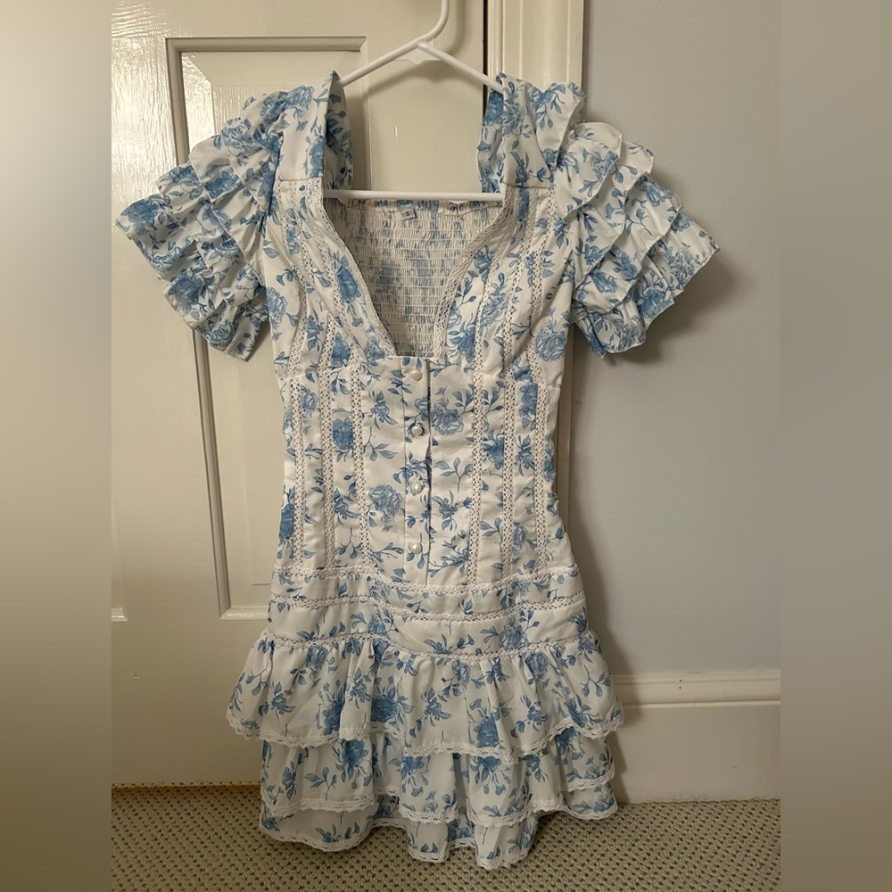 Blue and white floral dress